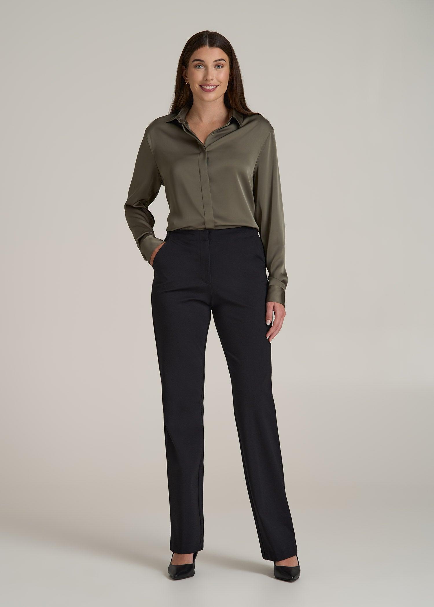 Straight Leg Dress Pants for Tall Women in Black Product Image