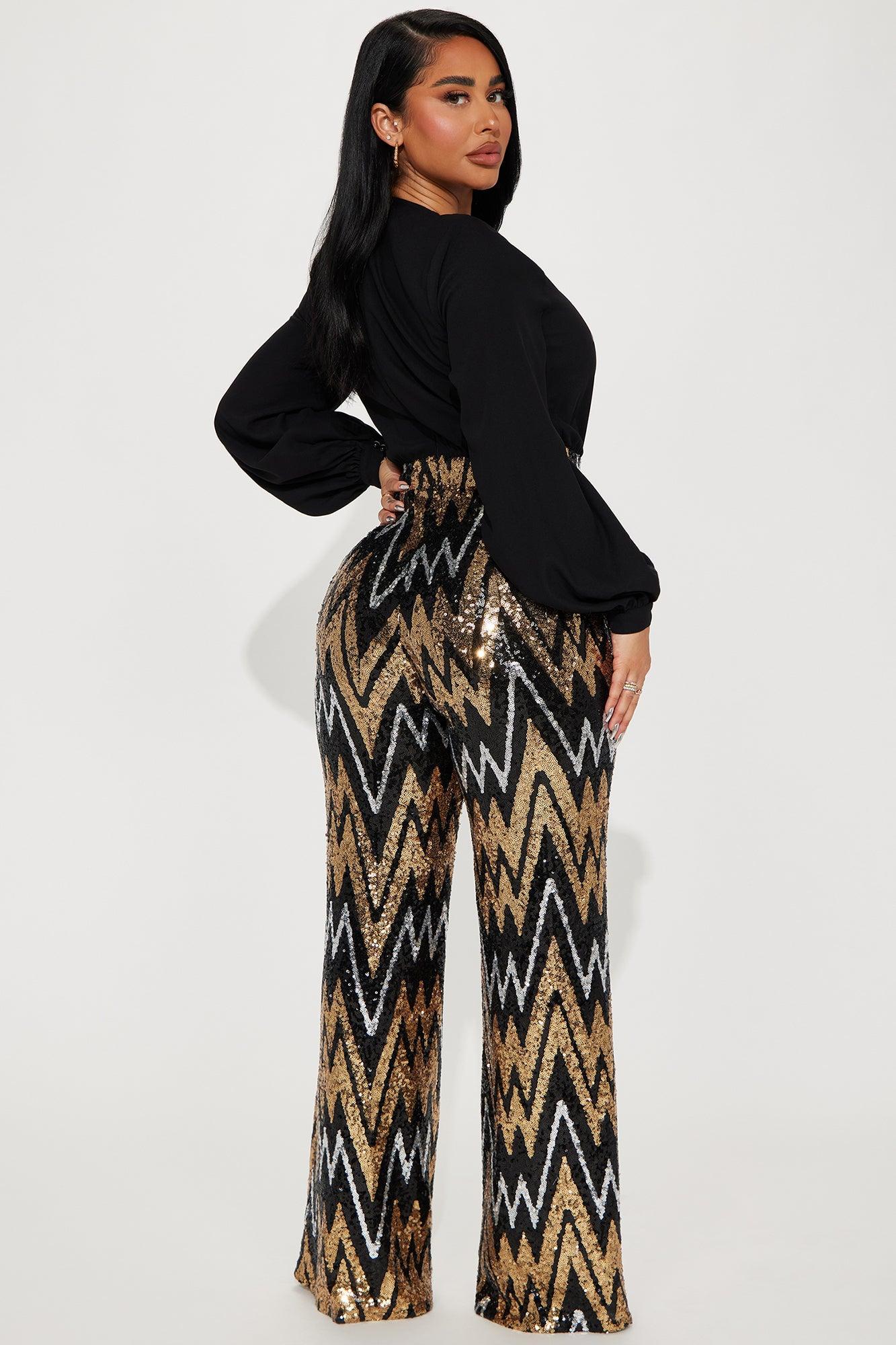 Come Into My World Sequin Jumpsuit - Black/combo Product Image