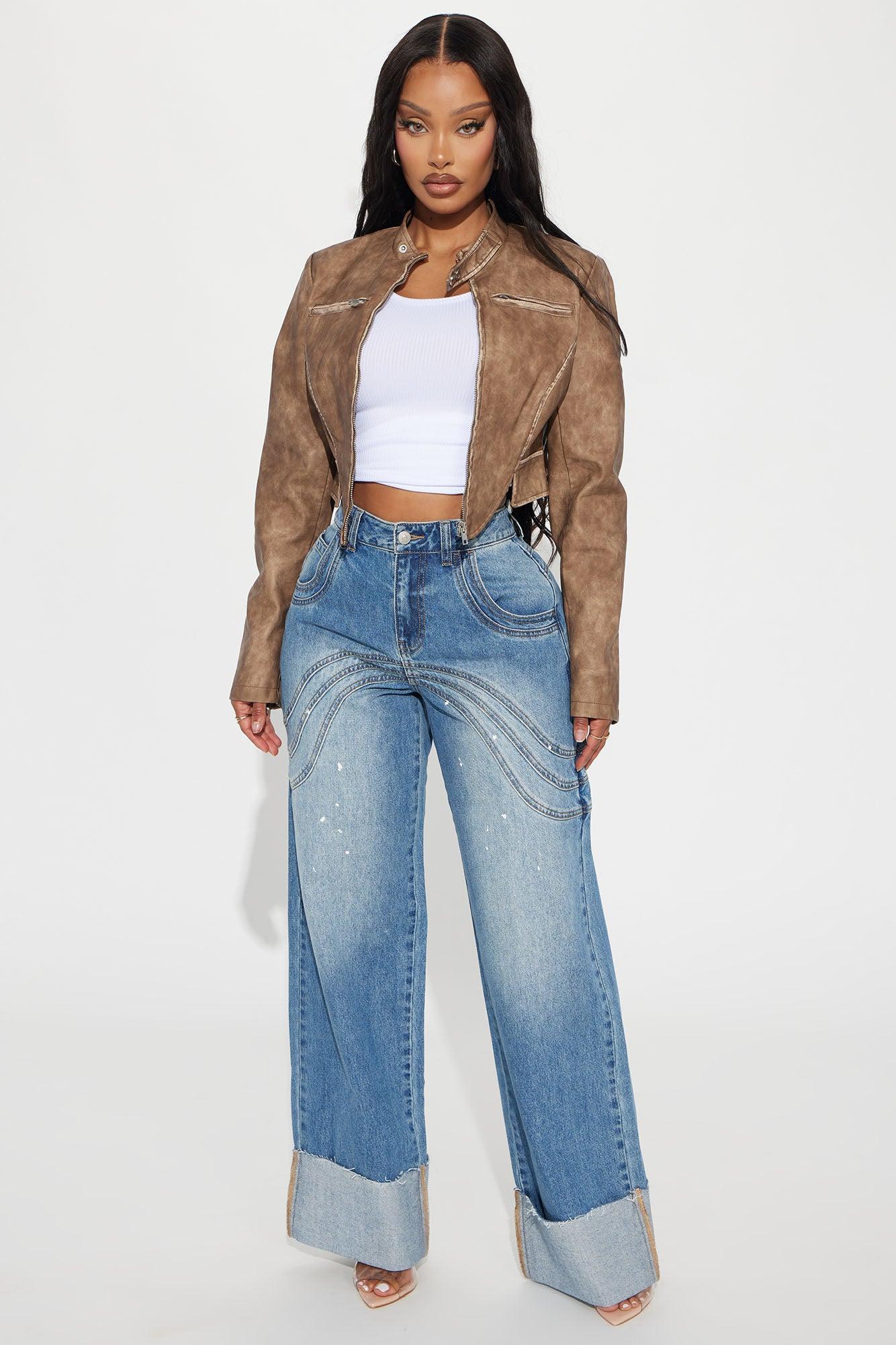 Feeling The Pressure Cuffed Straight Leg Jeans - Medium Wash product image