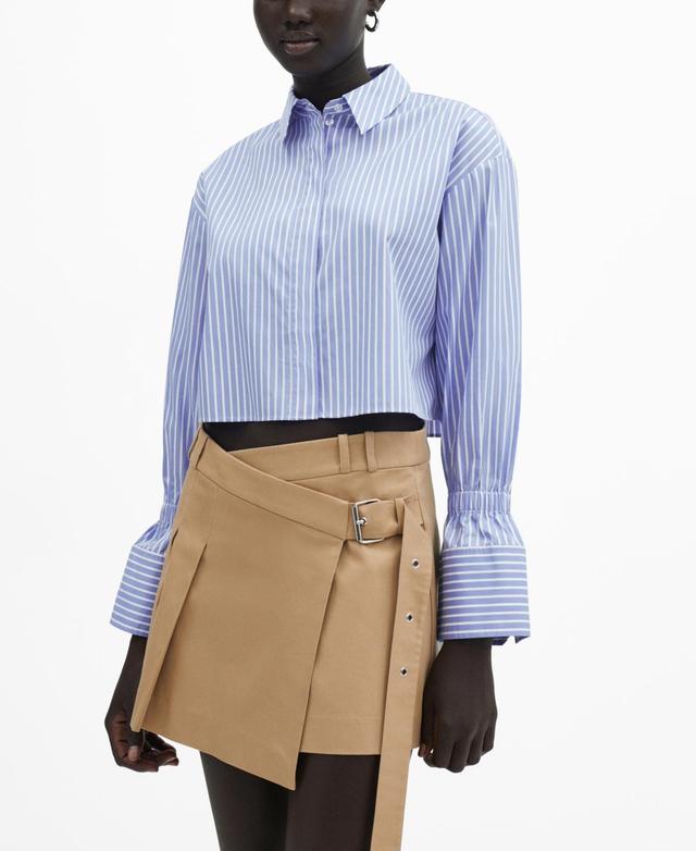 Mango Womens Buckle Checked Skirt Product Image