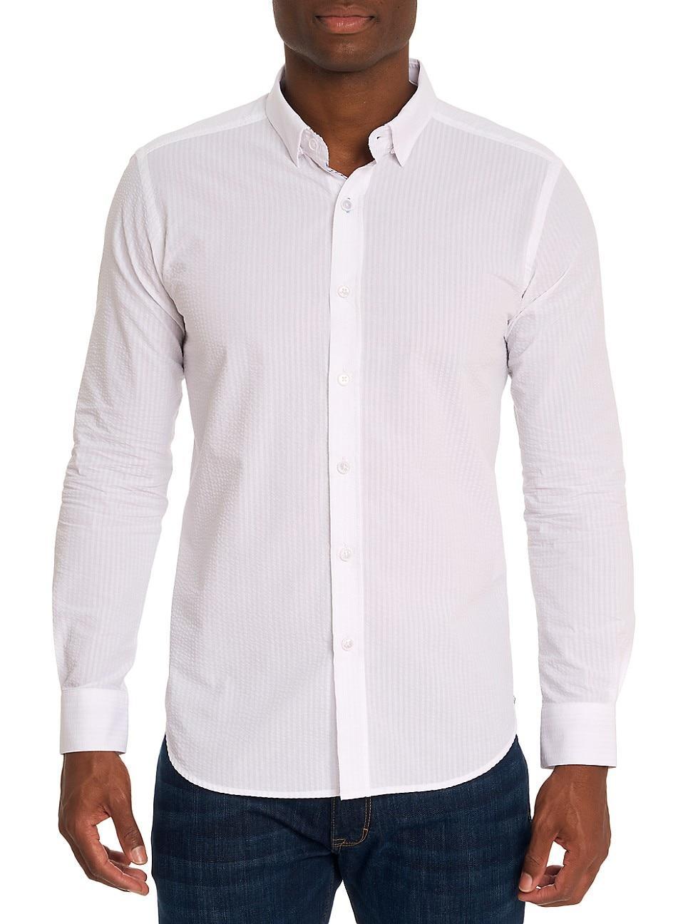 Robert Graham Mens Andrews Seersucker Button-Up Shirt - White Product Image