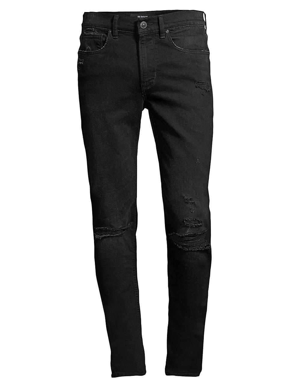 Mens Zack Distressed Ripped Knee Stretch Skinny Jeans Product Image