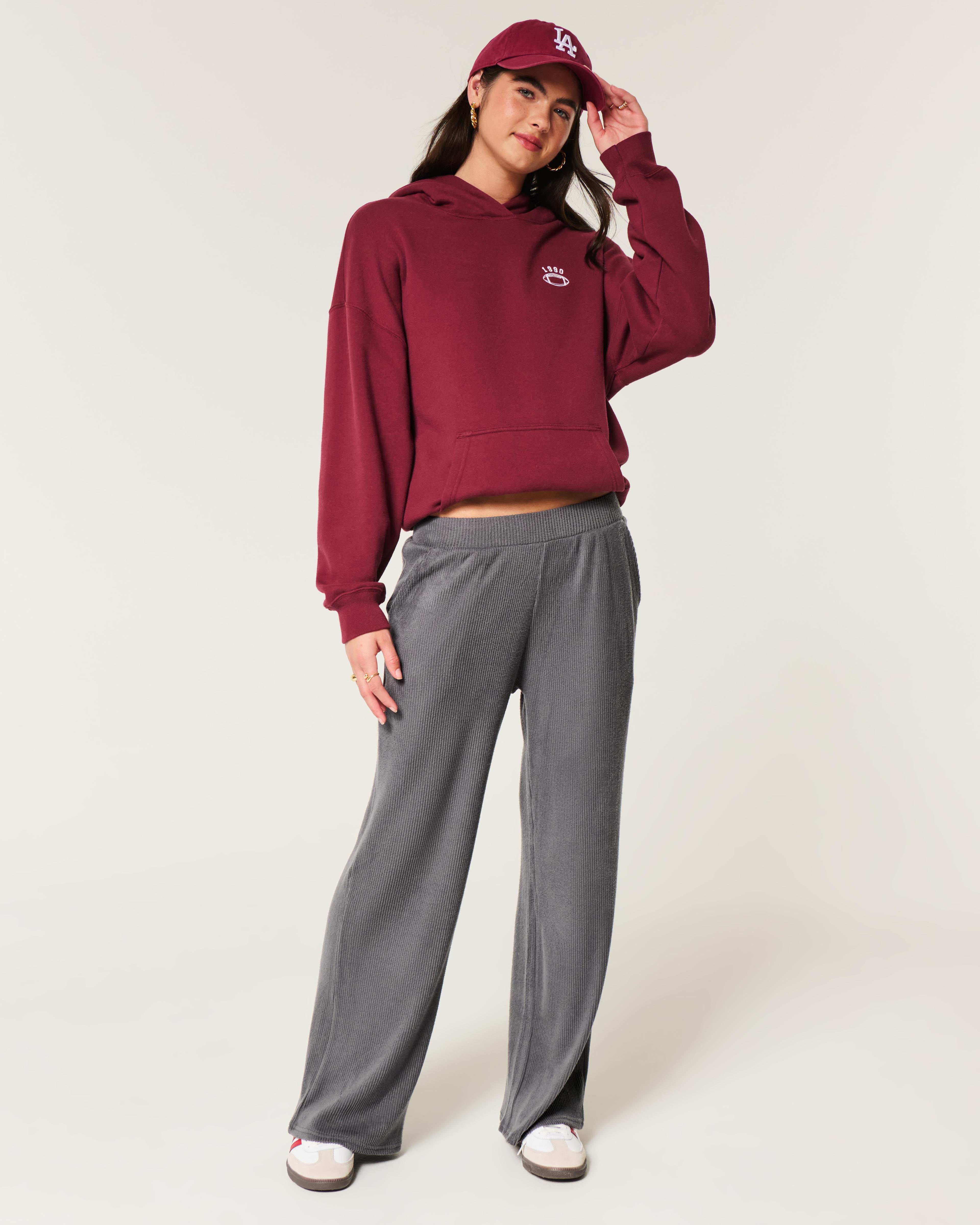 Cozy Ribbed Baggy Pants Product Image