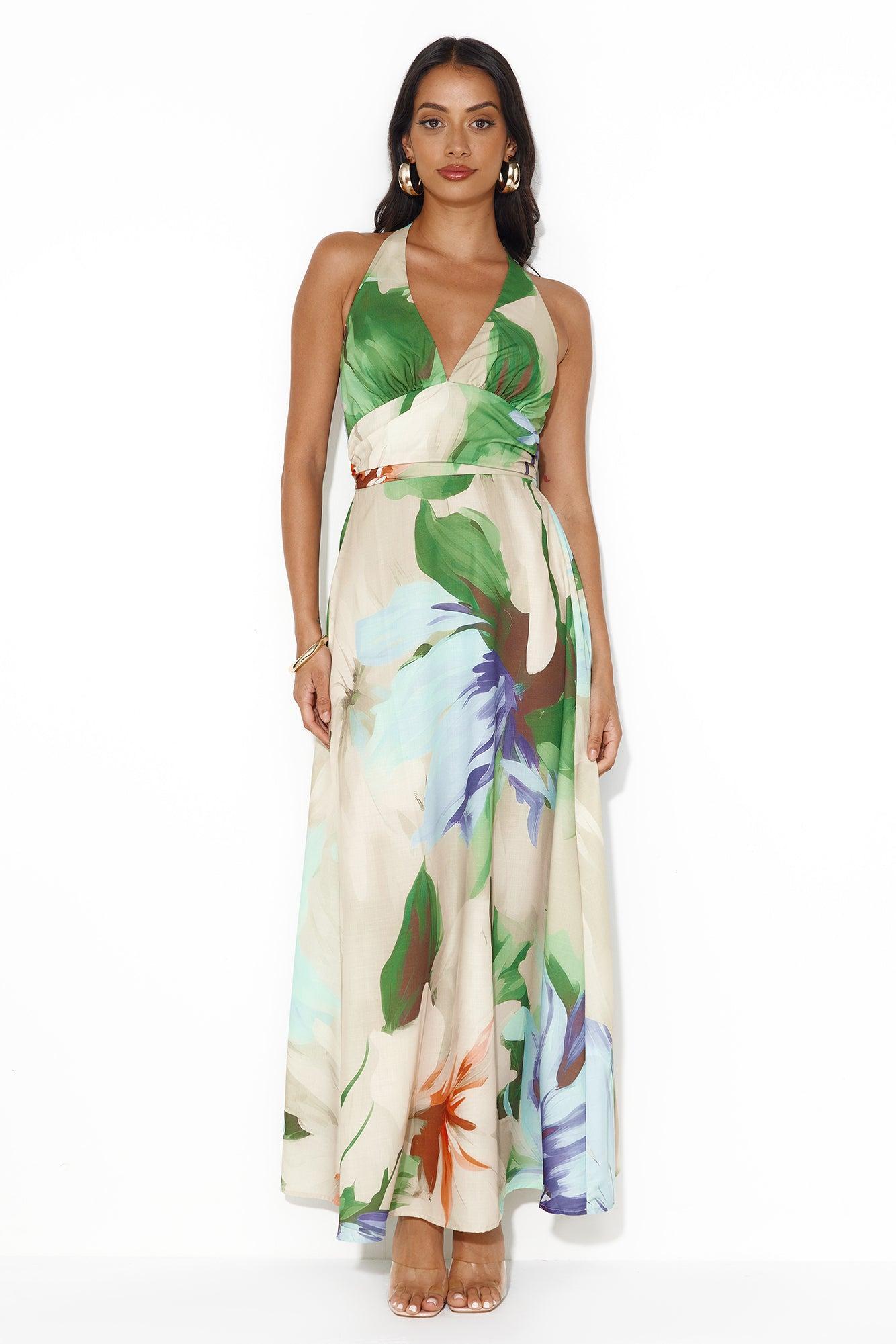 Gili Islands Halter Maxi Dress Green product image