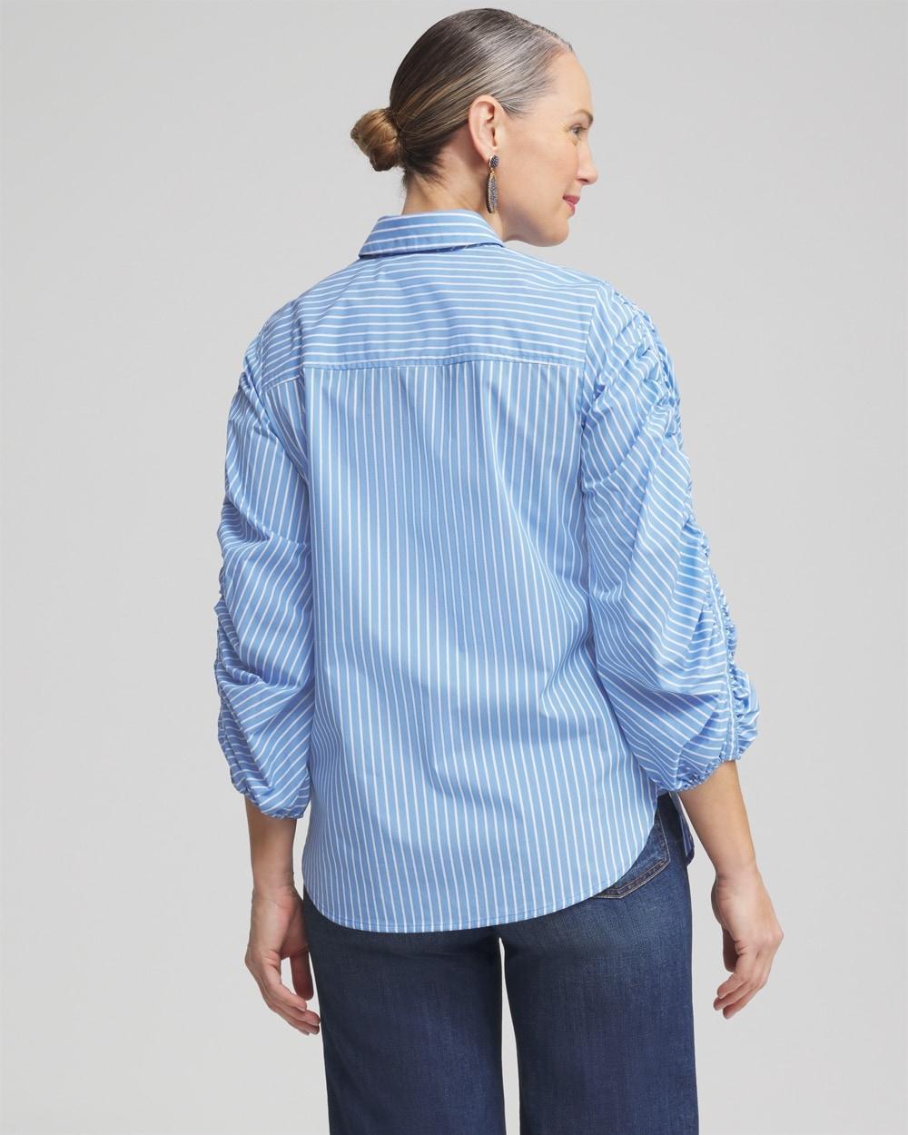 Poplin Stripe Ruched Sleeve Shirt Product Image