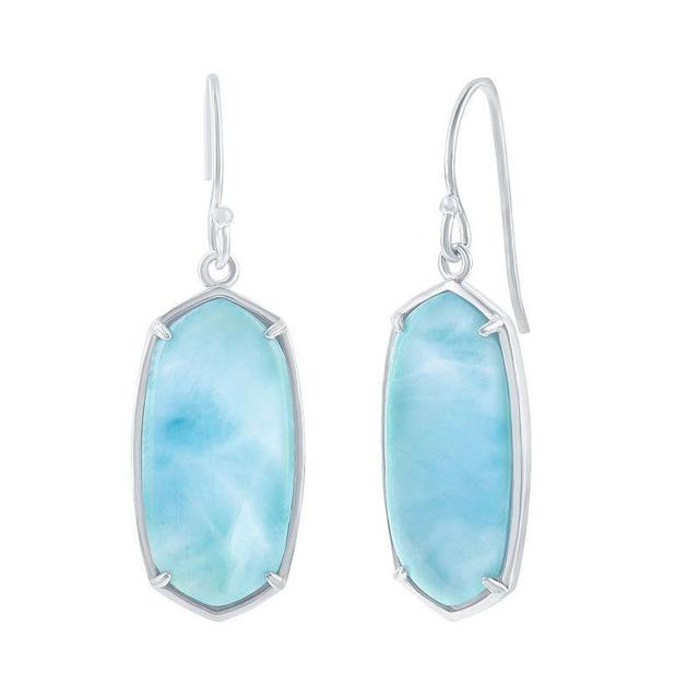 Sterling Silver Hexagon Larimar Earrings, Womens, Blue Product Image