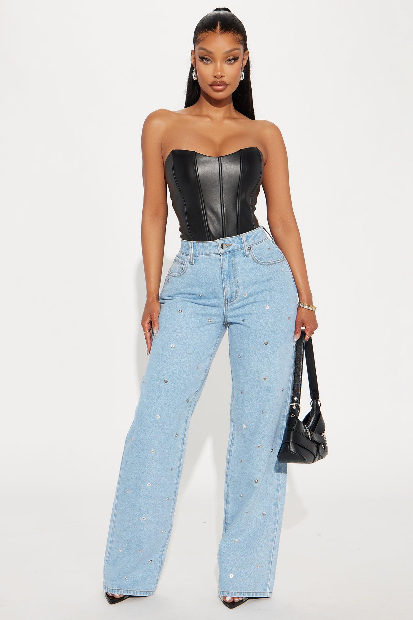 Drawn To You Hardware Wide Leg Jeans - Light Wash Product Image