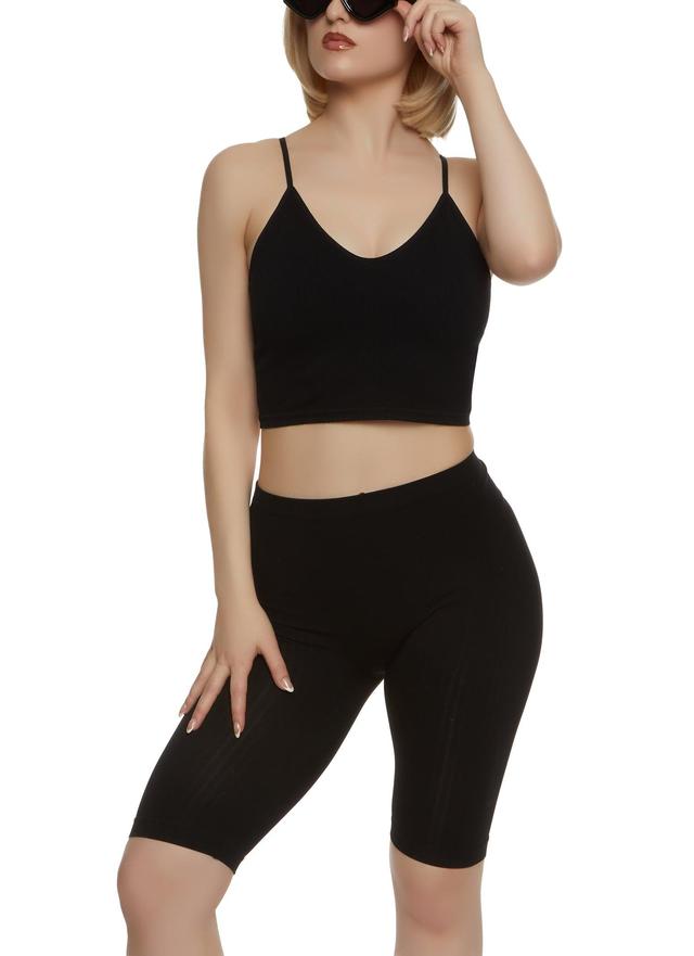 Womens Seamless Ribbed Knit Cropped Cami Product Image