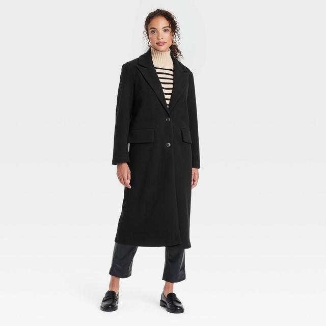 Womens Faux Wool Topcoat - A New Day Black XS Product Image