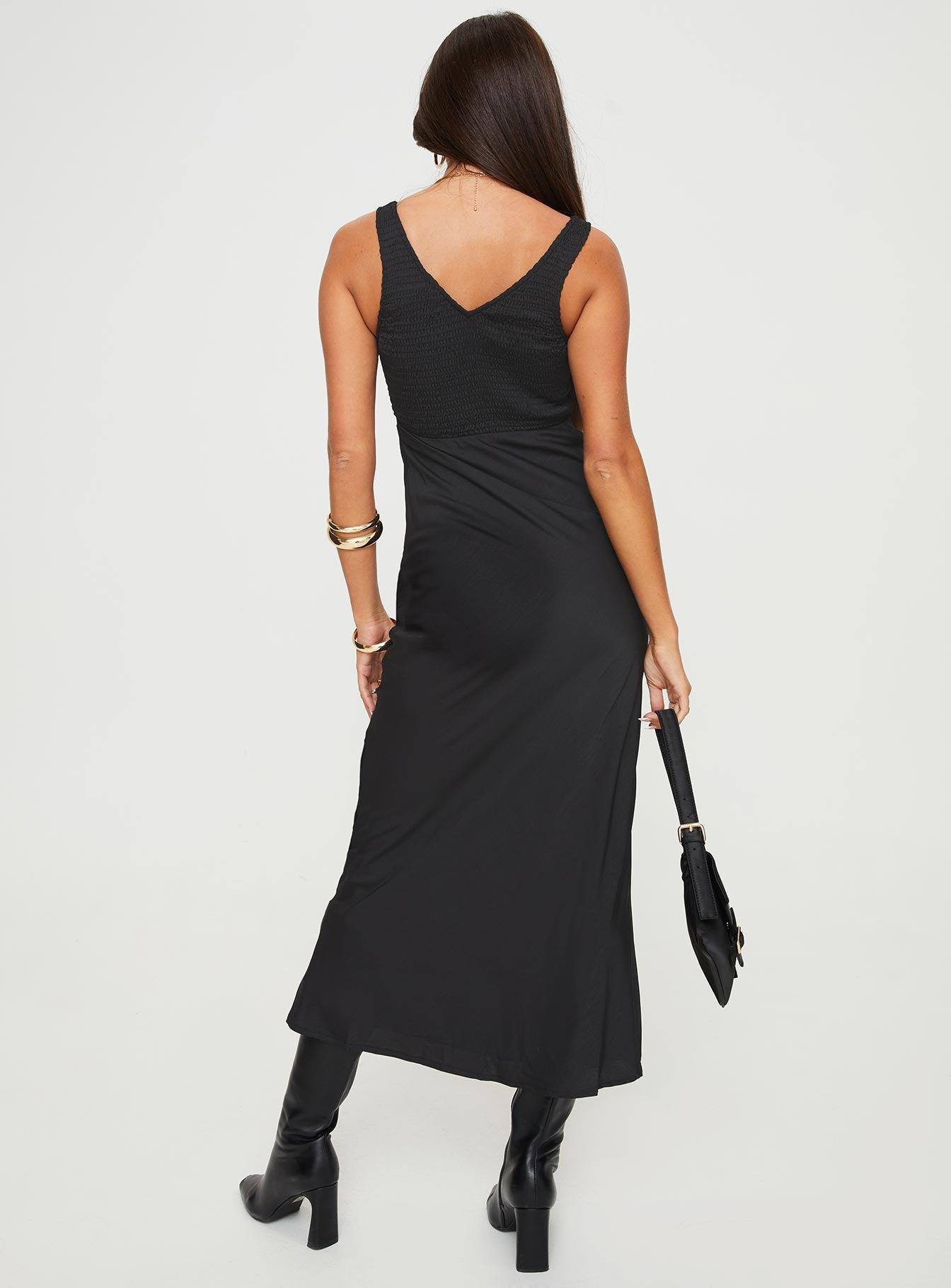 Bareena Bias Cut Maxi Dress Black Product Image