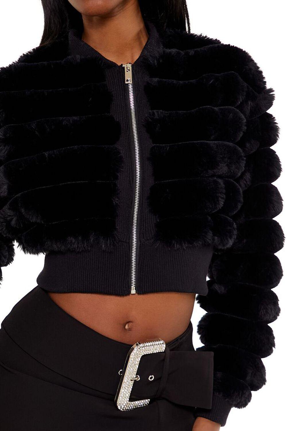 Faux Fur Cropped Bomber Jacket | Forever 21 Product Image