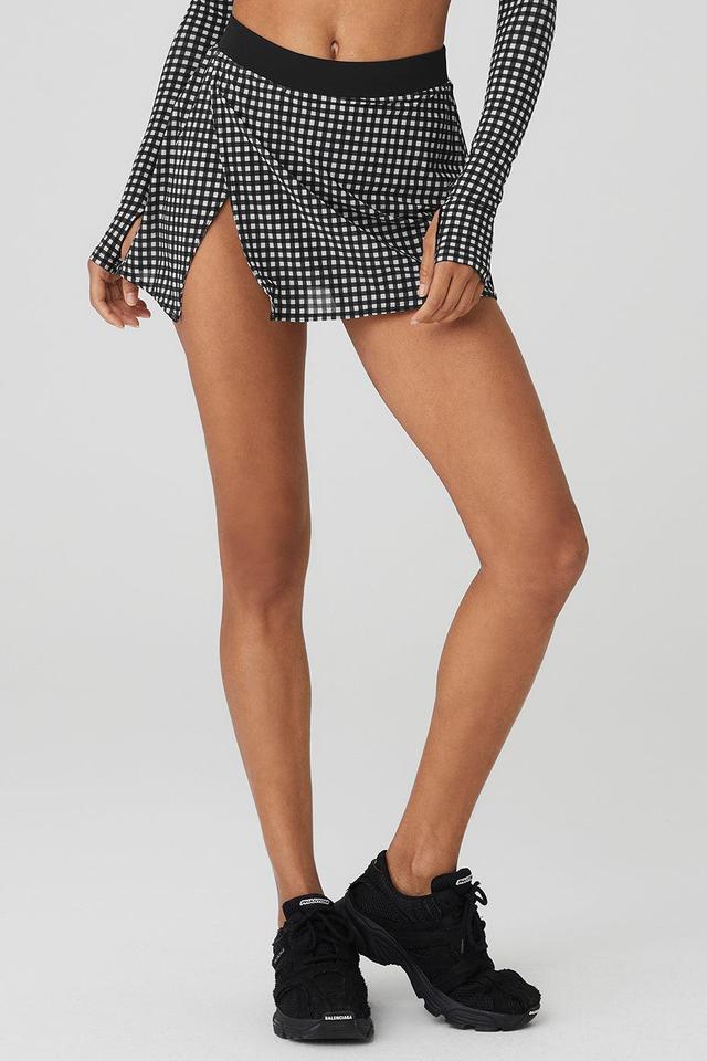 Mesh Gingham Skirt - Black Female Product Image