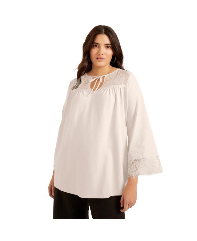 June + Vie Womens June + Vie Lace-Trim Top Product Image