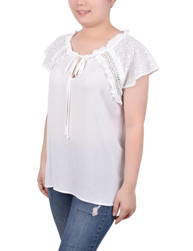 Eyelet Sleeve Blouse - Petite Product Image