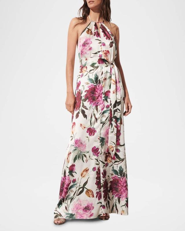 Etna Floral Belted Halter Maxi Dress Product Image