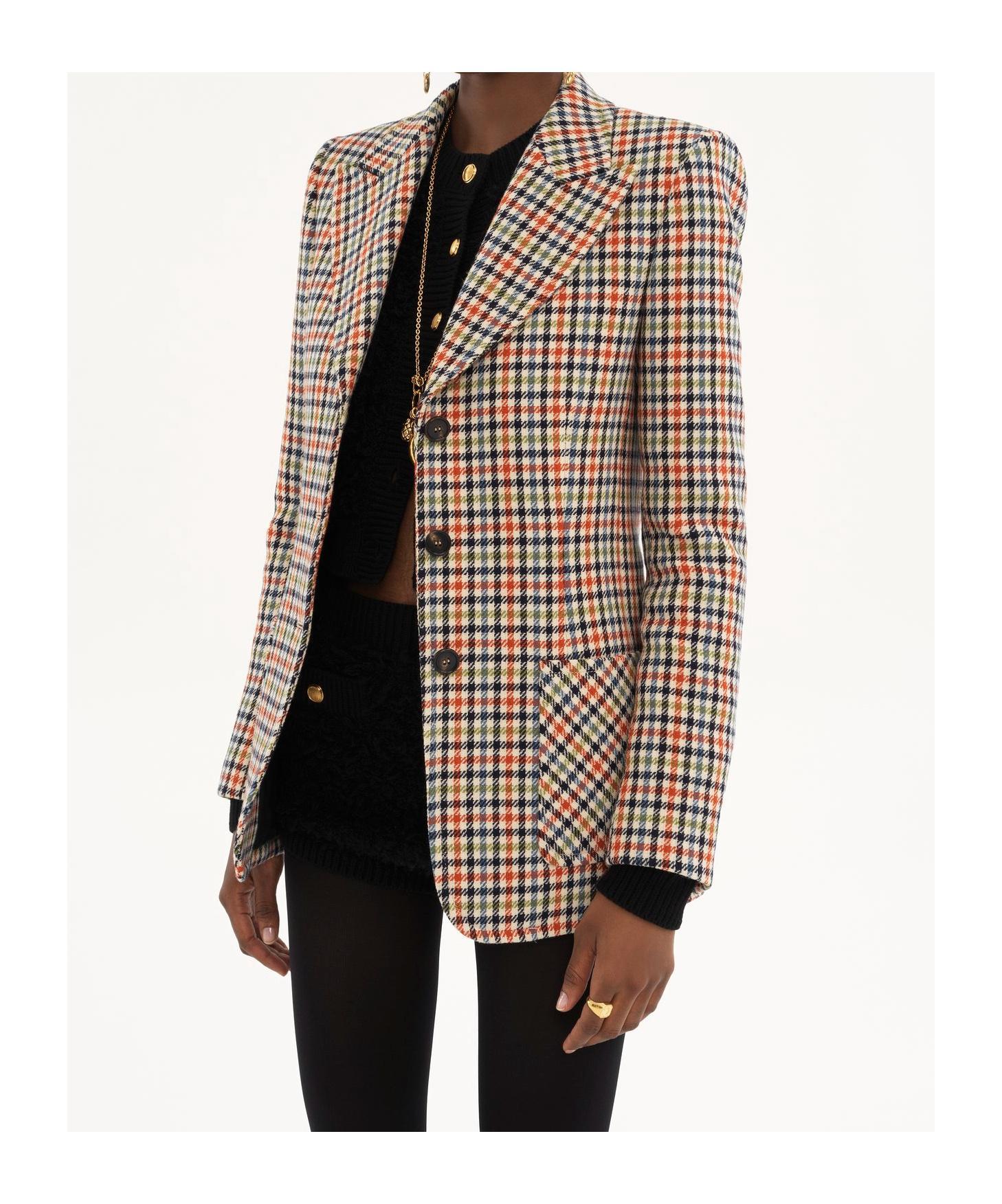 CHLOÉ Houndstooth Cotton Blazer In Multi Product Image