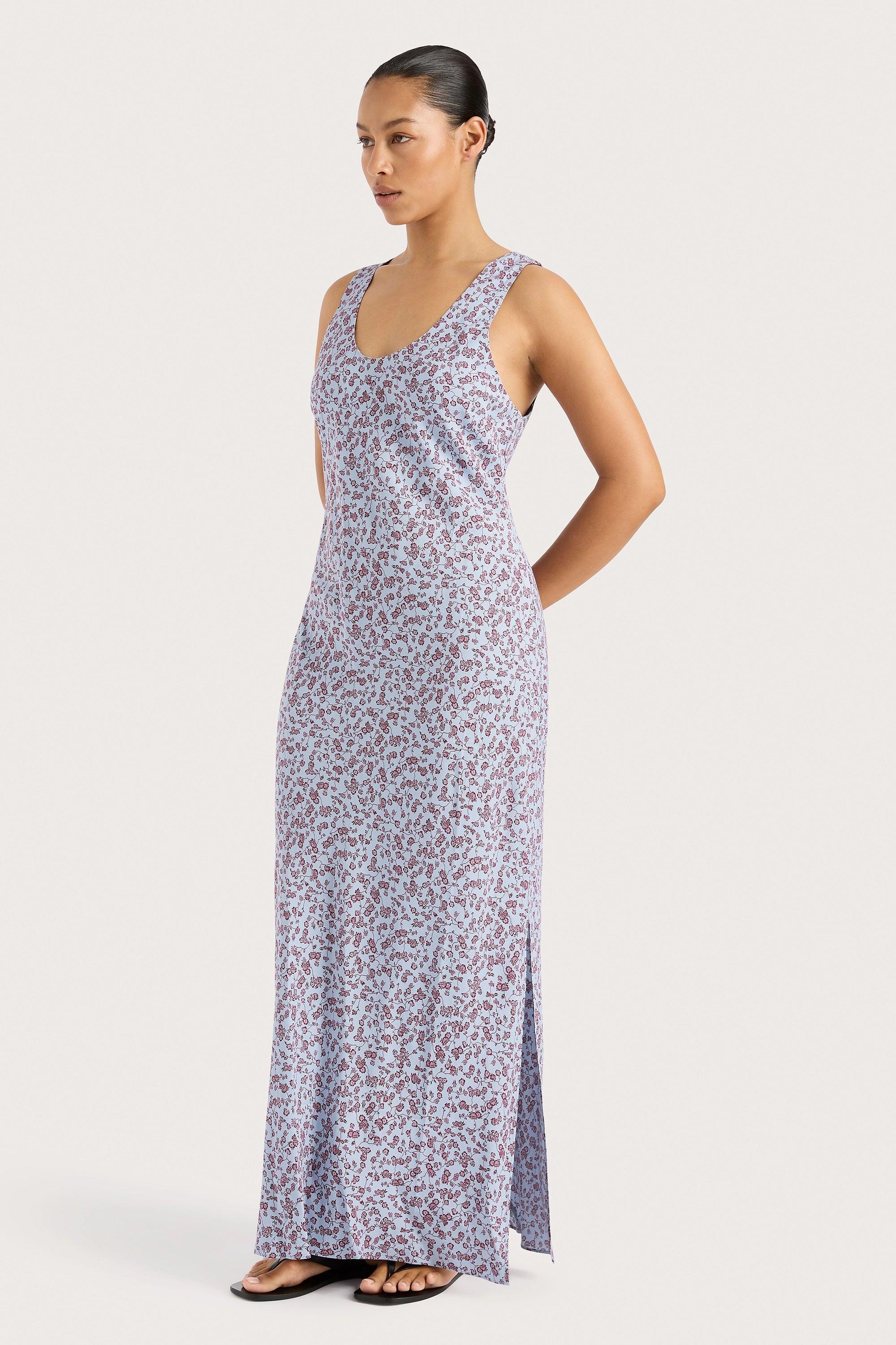 Olivia Maxi Dress Amaryllis Floral Blue Product Image