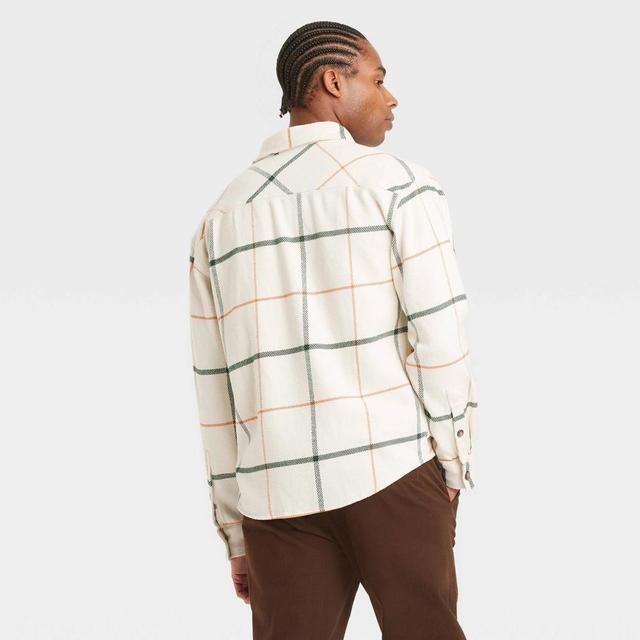 Men's Heavyweight Flannel Long Sleeve Button-Down Shirt - Goodfellow & Co™ Quiet Cream L Product Image