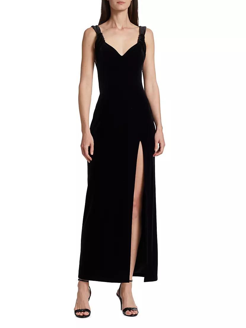 Liza Velvet Slit Maxi Dress Product Image