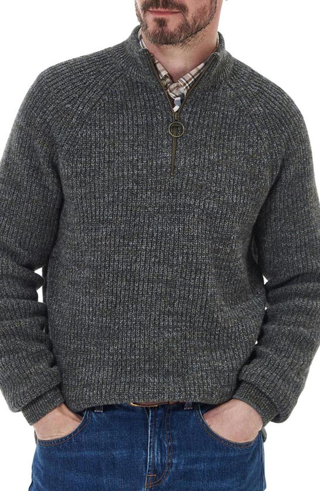 Horseford Lambswool Quarter Zip Sweater In Olive Product Image