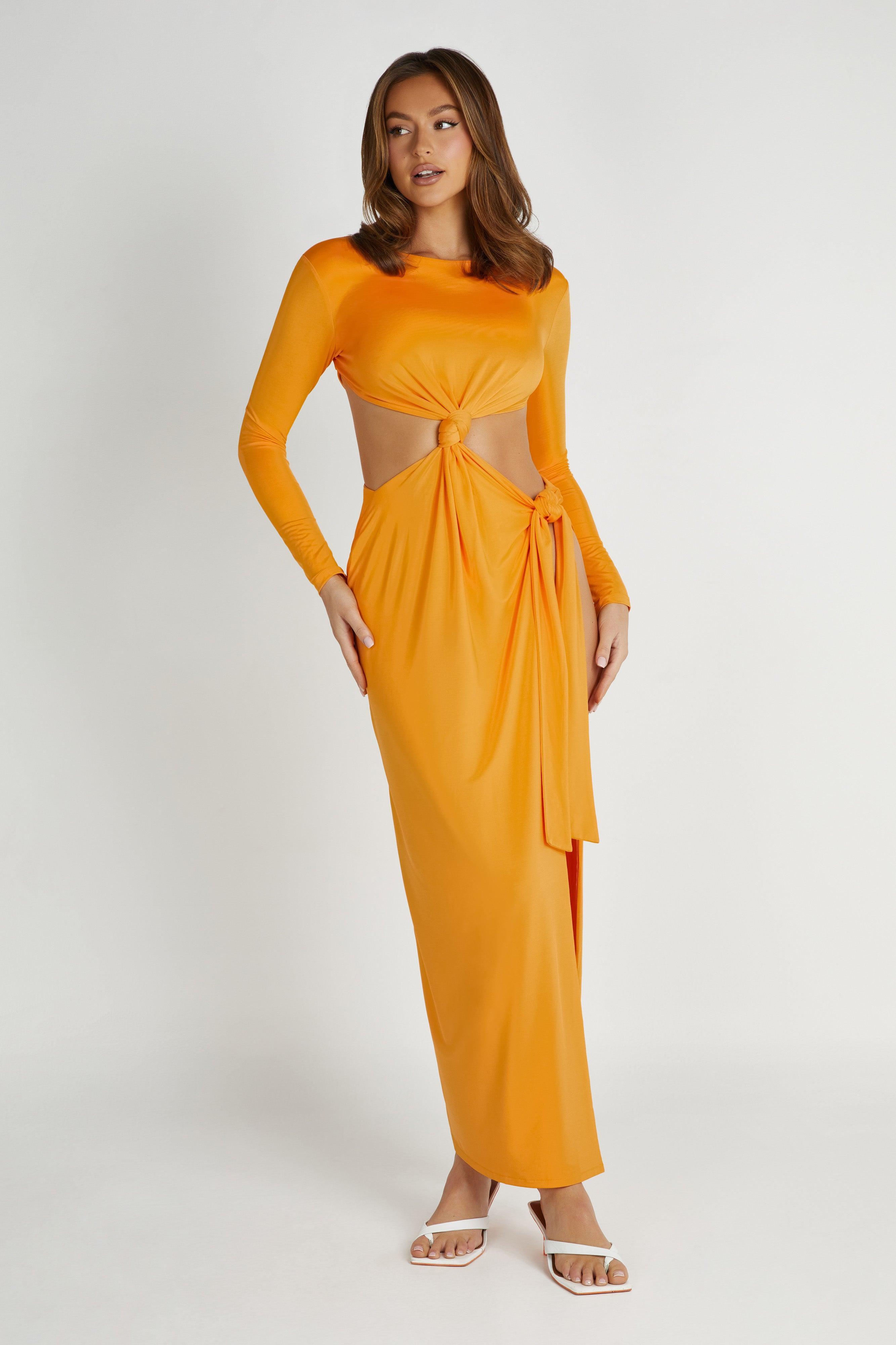 Kiandra Slinky Knot Maxi Dress - Orange Product Image