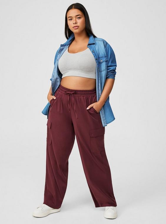 Wide-Leg Pull-On Wide Leg Stretch Challis Cargo Pant Product Image