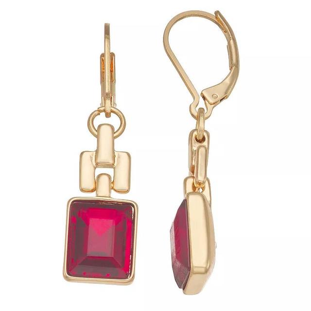 Nine West Square Stone Chain Link Drop Earrings, Womens, Red Product Image