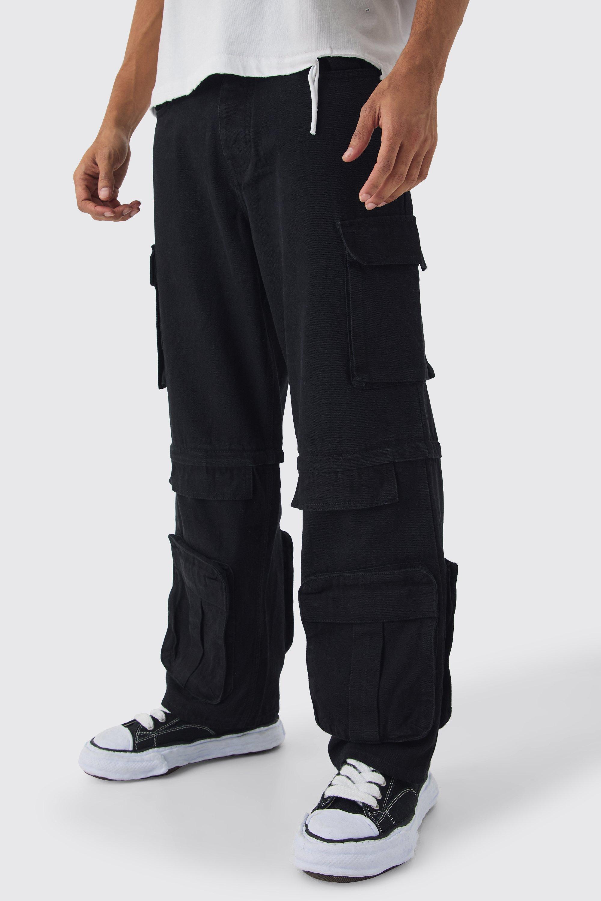 Baggy Fit Cargo Zip Off Jeans | boohooMAN USA Product Image