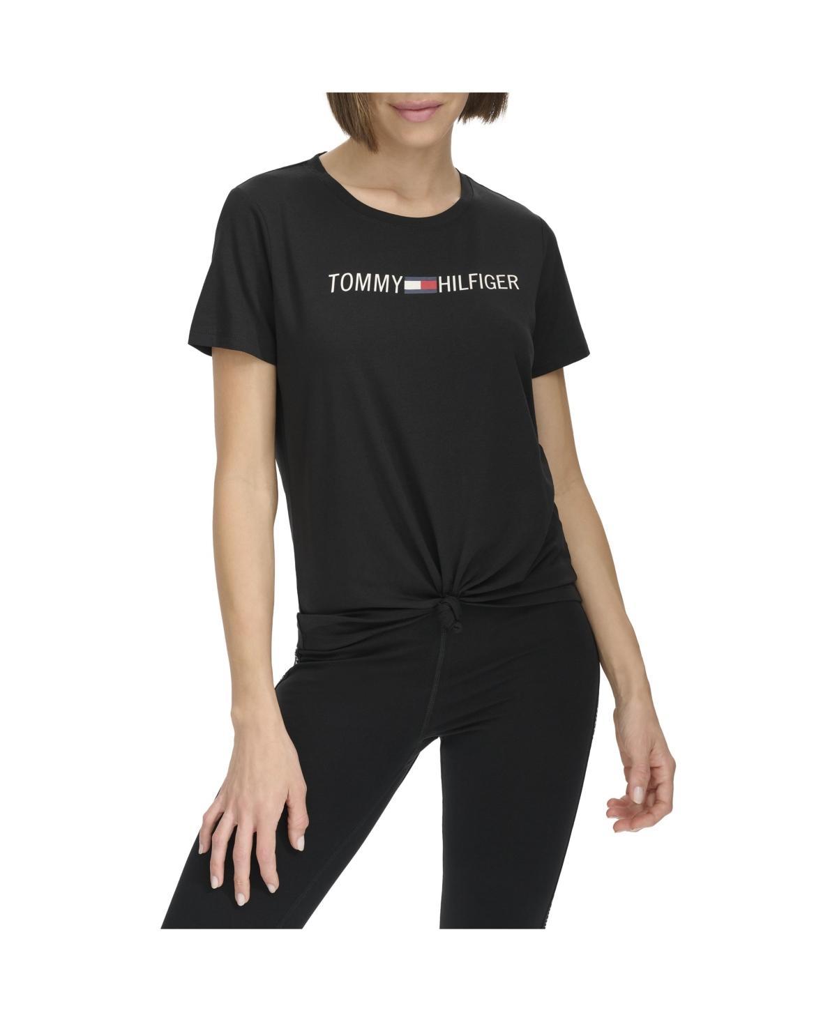 Tommy Hilfiger Womens Knot Front Logo T-Shirt Product Image