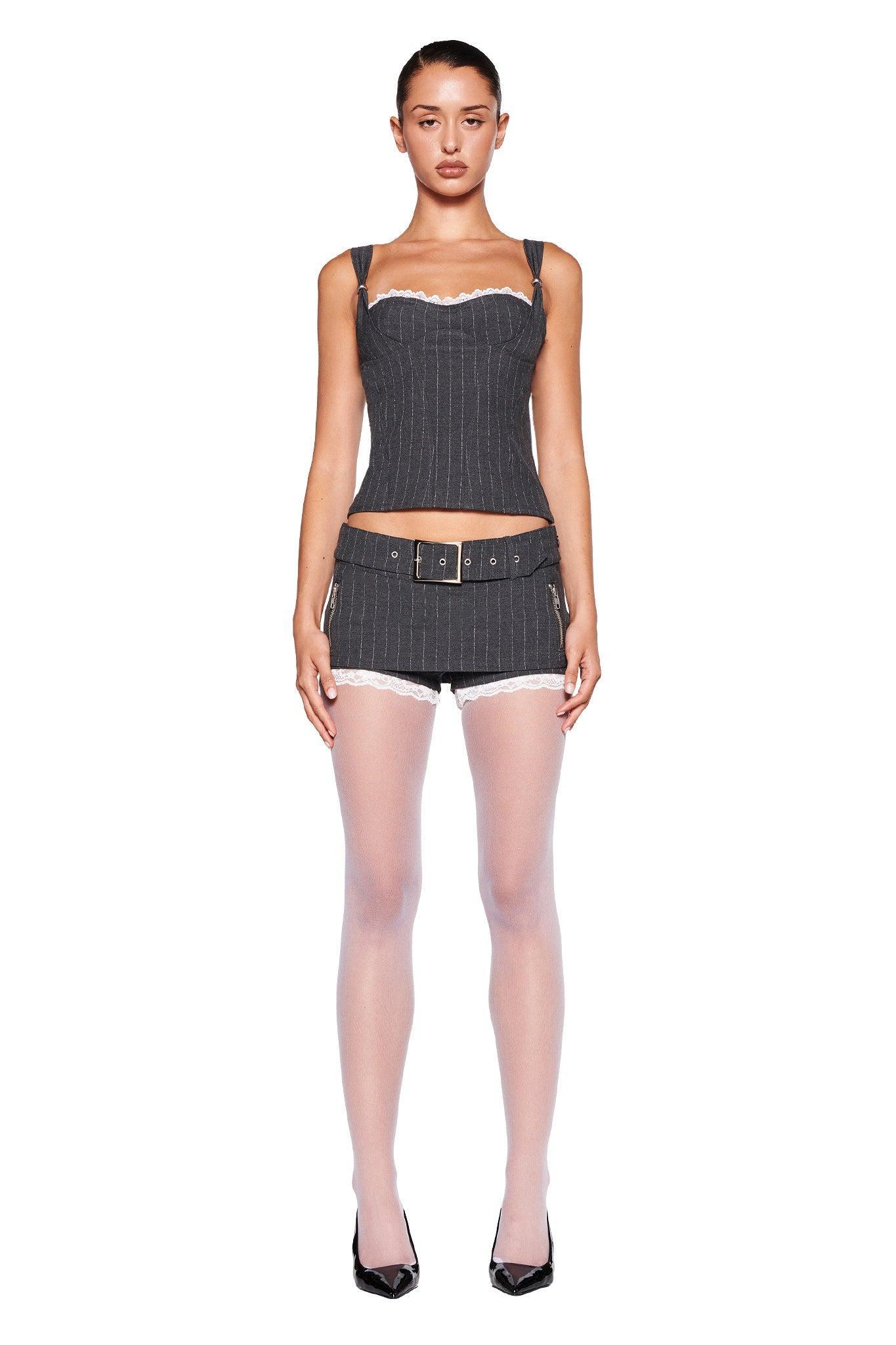 MARRION CORSET - GREY : PINSTRIPE Product Image