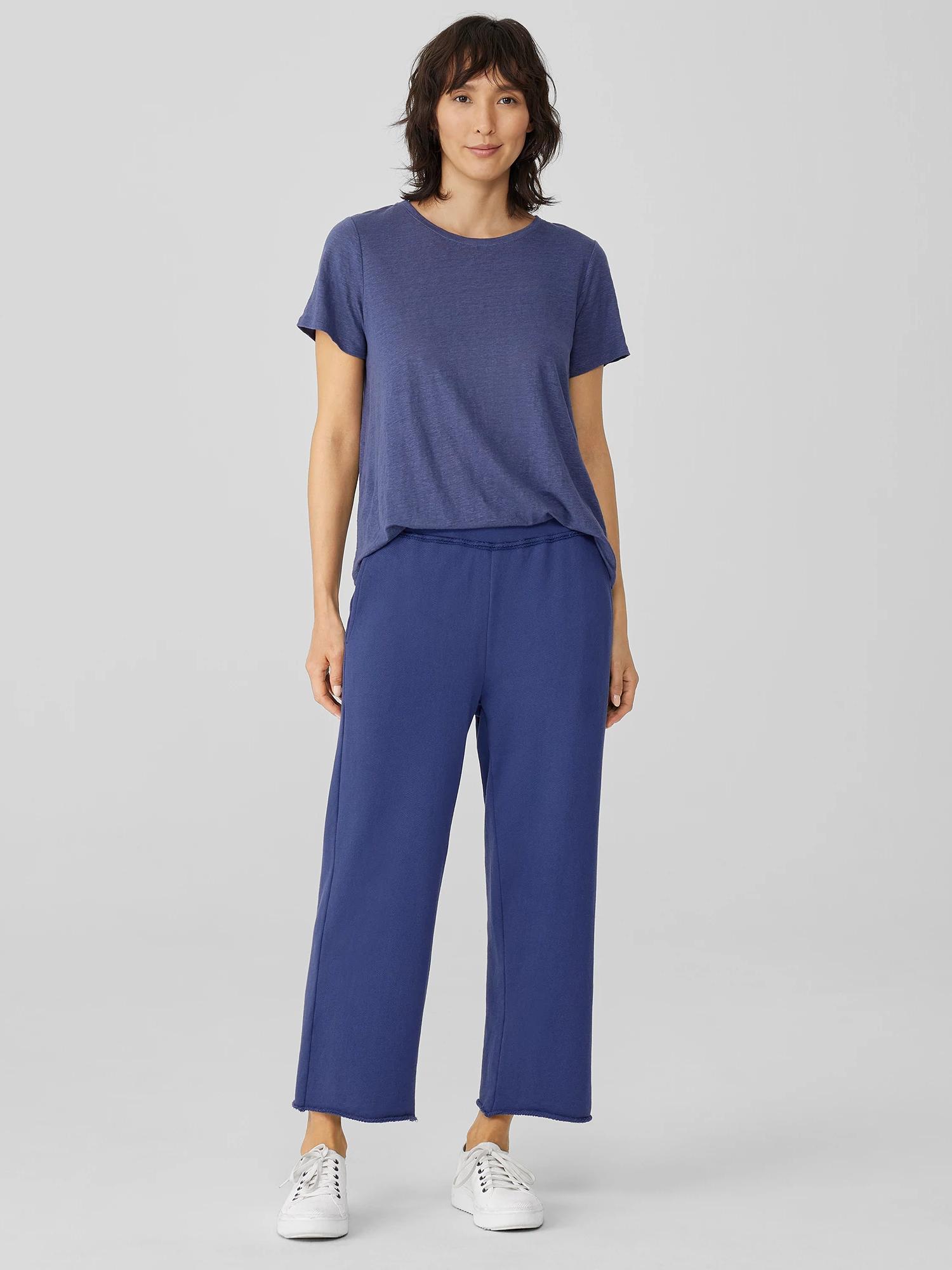 EILEEN FISHER Lightweight Organic Cotton Terry Straight Pantfemale product image