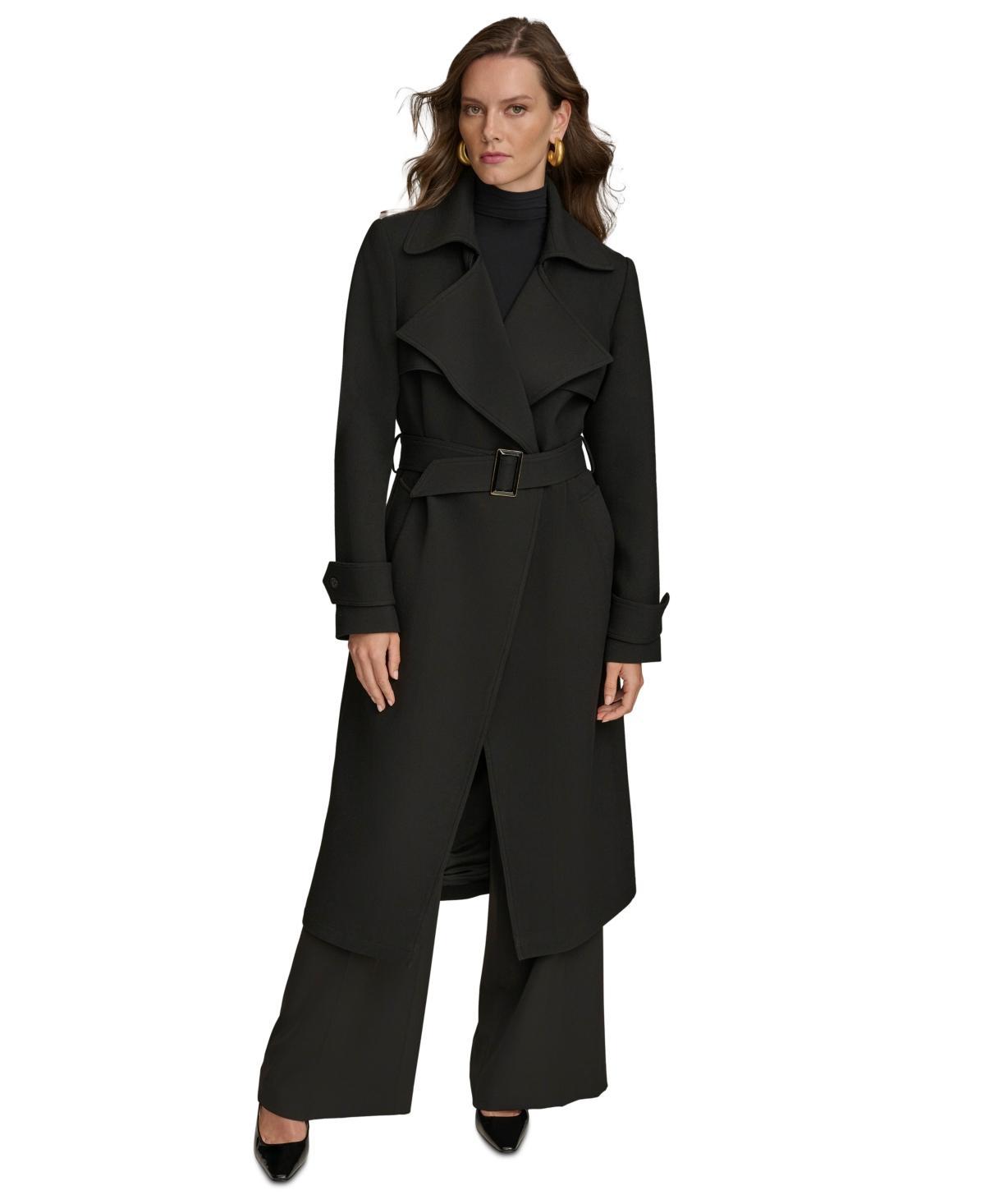 Donna Karan New York Womens Belted Notched-Collar Trench Coat Product Image