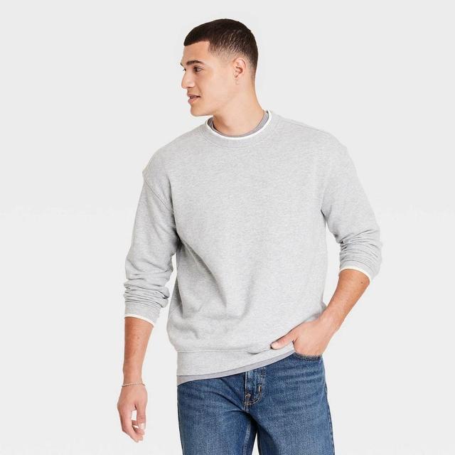 Mens French Terry Crewneck Pullover Sweatshirt - Goodfellow & Co Heathered L Product Image