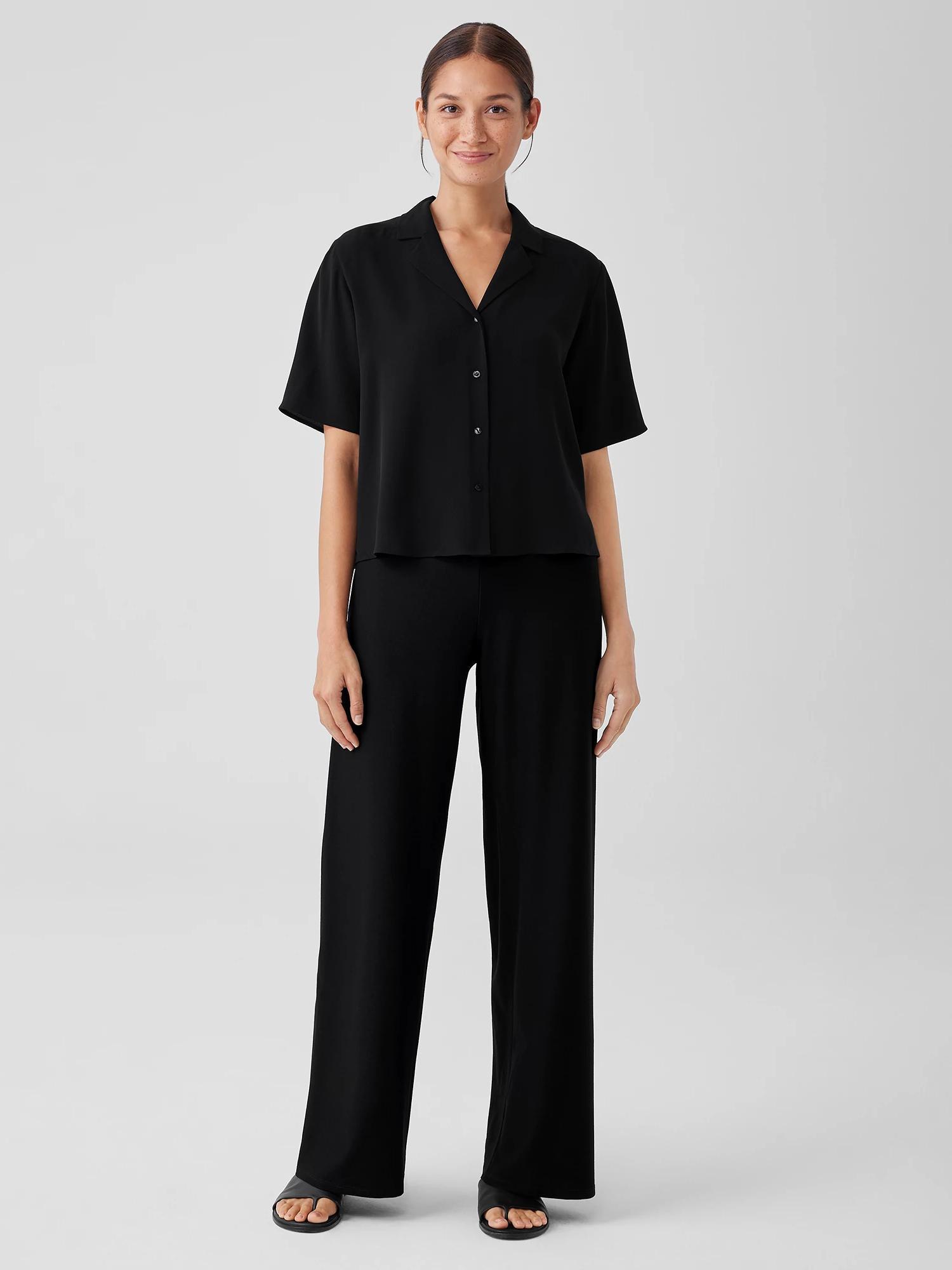 EILEEN FISHER Washable Stretch Crepe High-Waisted Wide Pantfemale Product Image