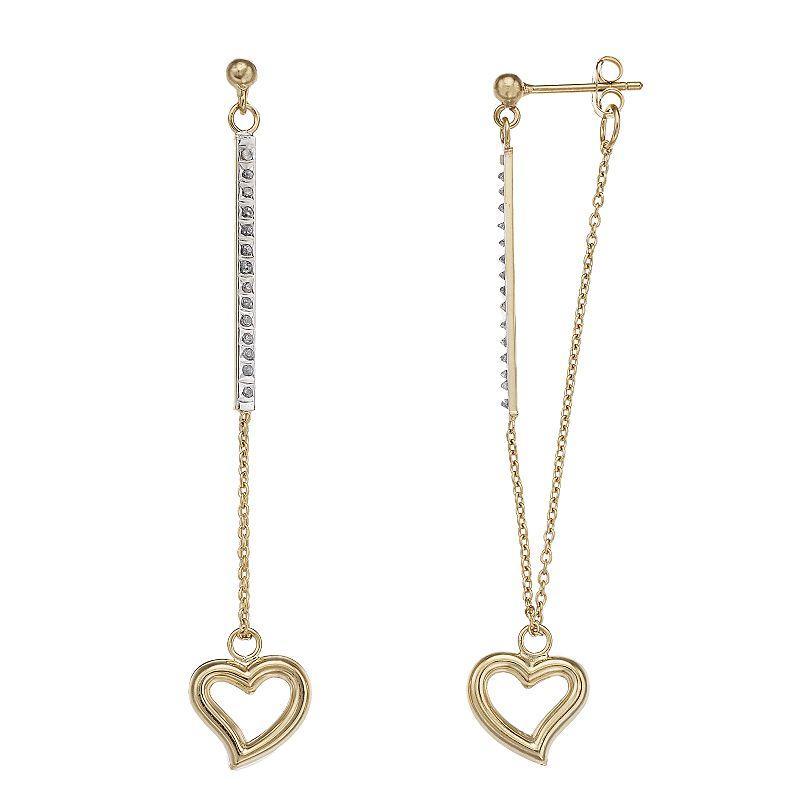 Diamond Mystique Sterling Silver Diamond Accent Heart Stick Drop Earrings, Womens, 18k Gold Over Silver Product Image