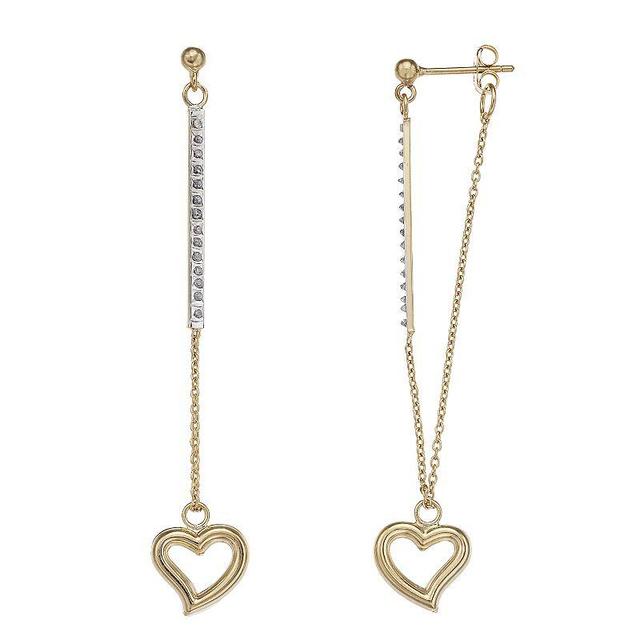 Diamond Mystique Sterling Silver Diamond Accent Heart Stick Drop Earrings, Womens, 18k Gold Over Silver Product Image