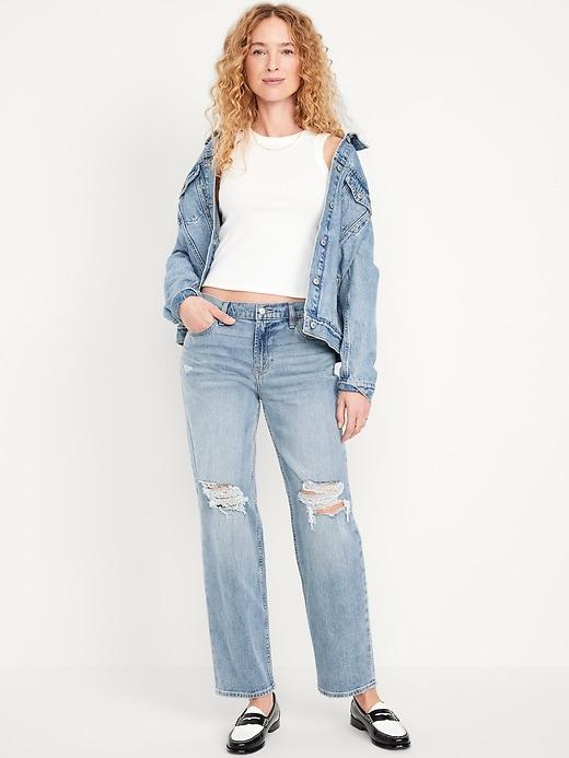 Mid-Rise Boyfriend Loose Jeans Product Image