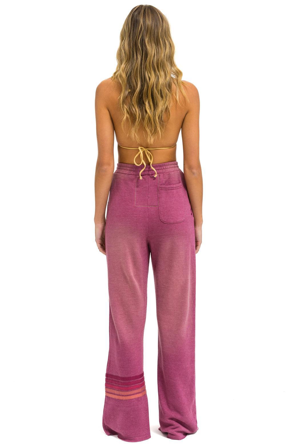 RUGBY STITCH WIDE LEG POCKET SWEATPANTS - FADED BERRY Female Product Image