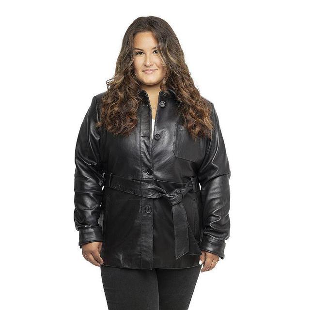 Plus Size Whet Blu Janely Leather Shirt Jacket, Womens Product Image