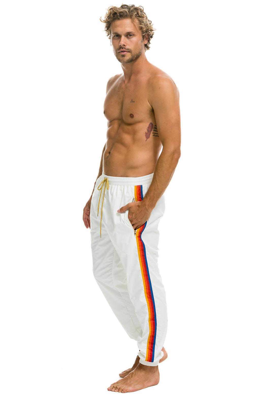 MEN'S 4 STRIPE WIND PANT - WHITE Male Product Image