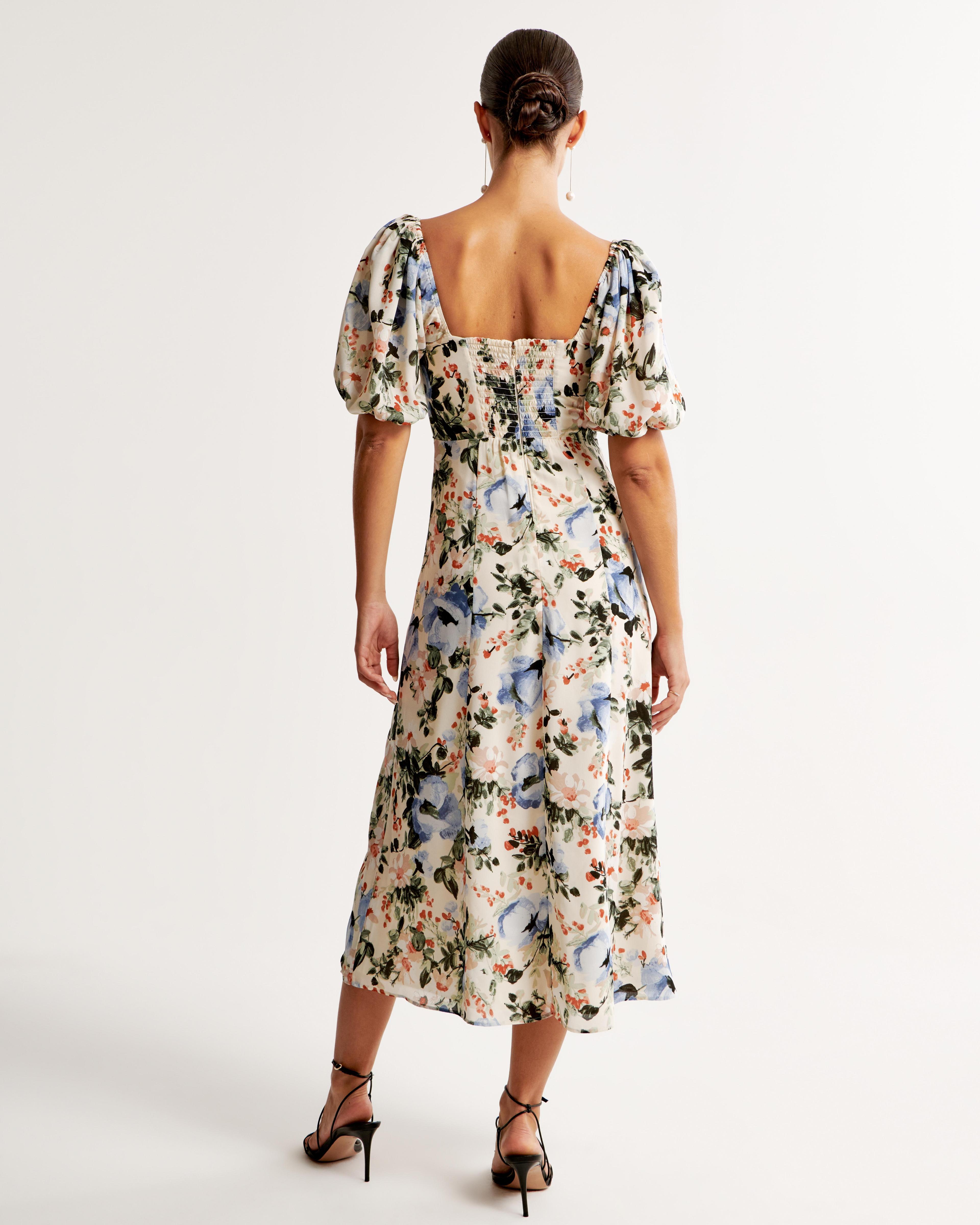 The A&F Camille Puff Sleeve Midi Dress Product Image