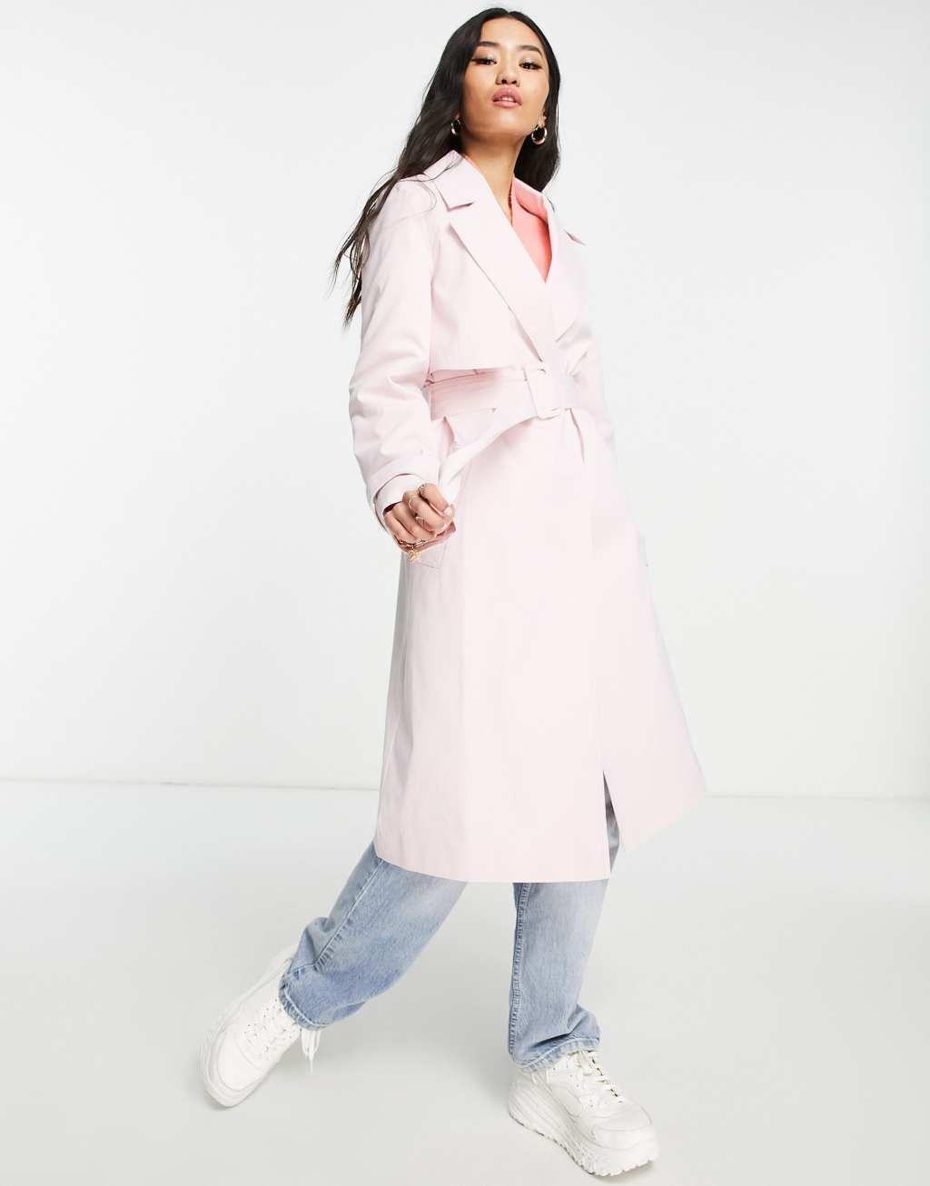 Miss Selfridge trench coat in light pink Product Image