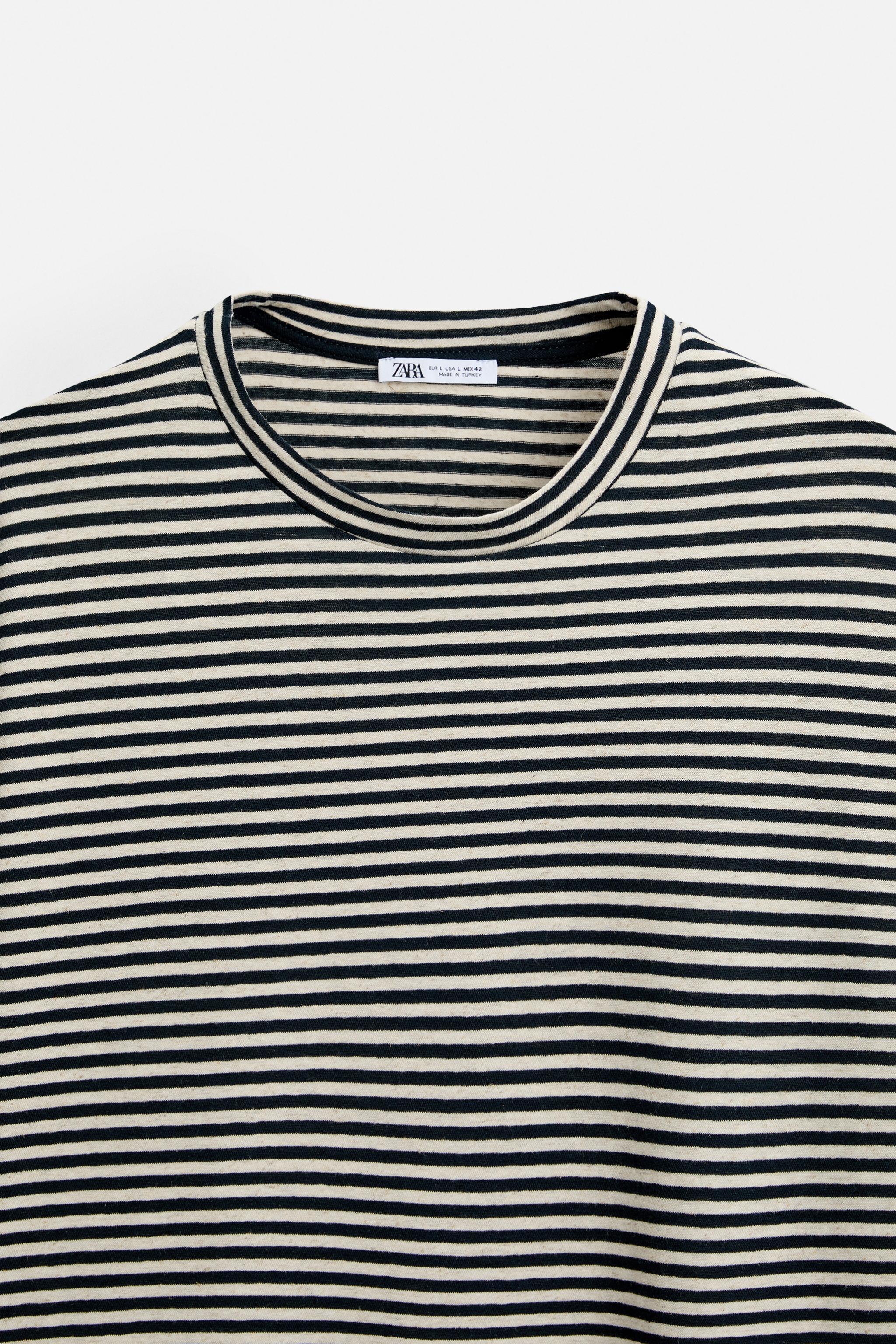 COTTON - LINEN STRIPED T-SHIRT Product Image