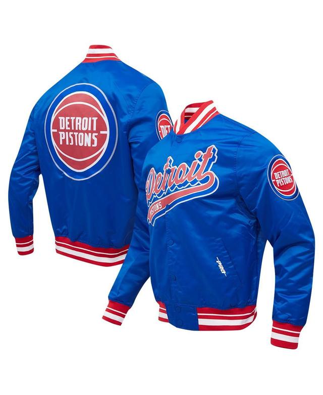 Mens Pro Standard Blue Detroit Pistons Script Tail Full-Snap Satin Varsity Jacket Product Image