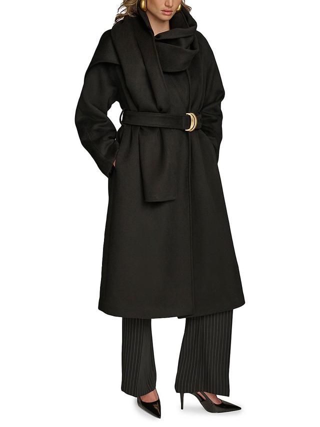 Womens Wool-Blend Belted Scarf Coat Product Image