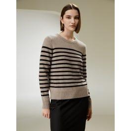 Striped Round Collar Cashmere Sweater Product Image