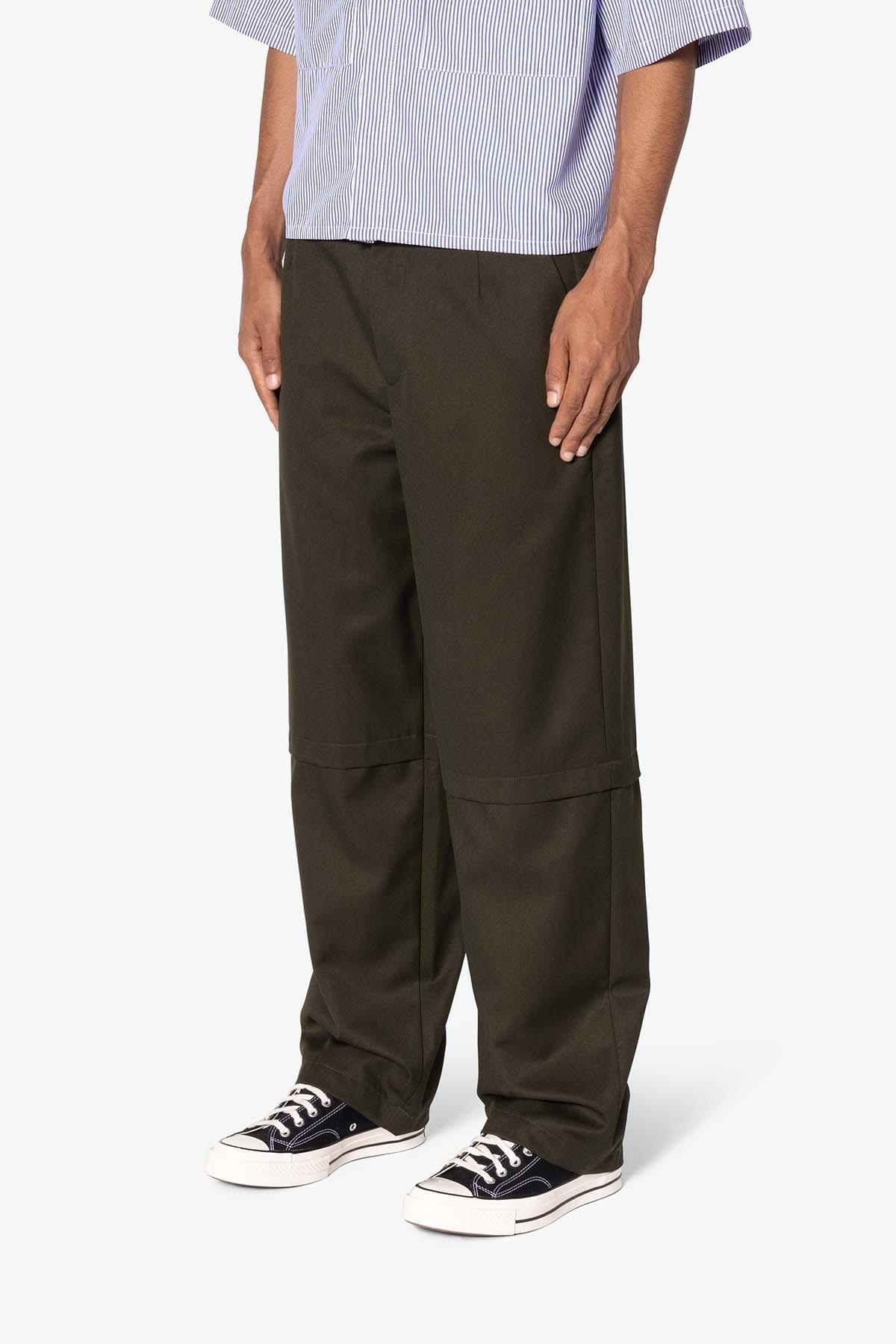 Brushed Twill Layered Pants - Olive Product Image