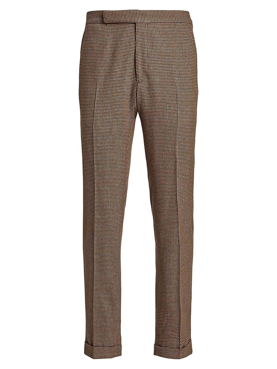 Mens Houndstooth Wool-Blend Straight-Leg Trousers Product Image