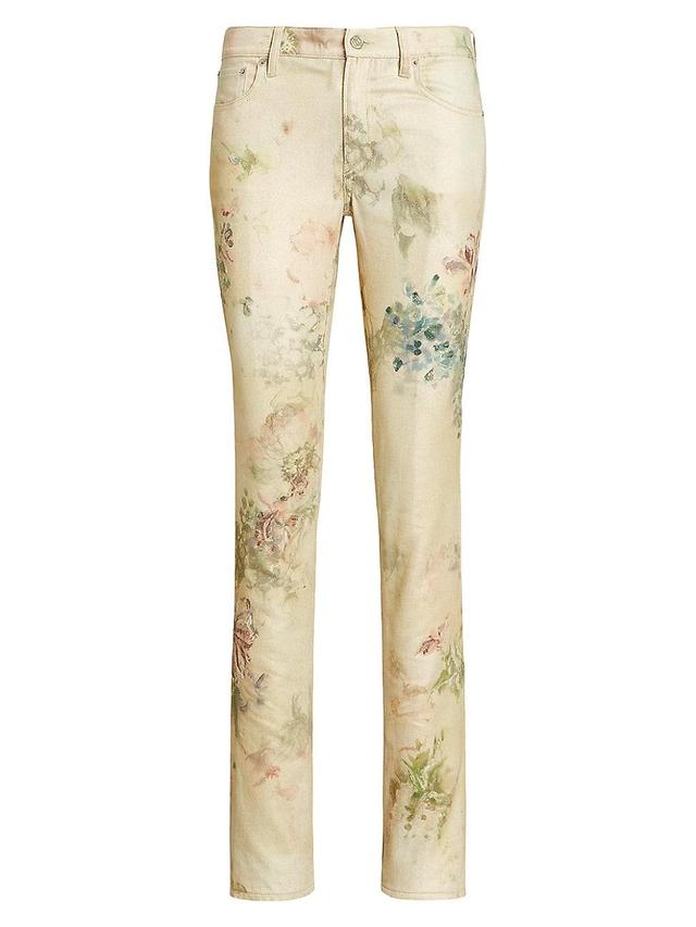 Womens Floral Low-Rise Slim Jeans Product Image