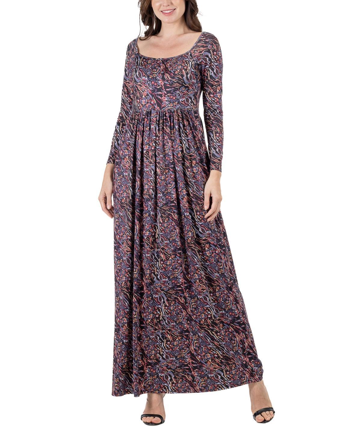 Women's Floral Long Sleeve Pleated Maxi Dress Product Image